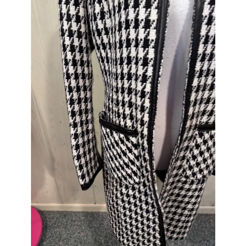 VS 2 by Vakko Houndstooth Blazer Jacket Black White Size 8 - Picture 5 of 13